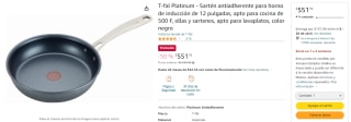 Sartén T-fal Platinum 12 pulgadas por $551 en Amazon