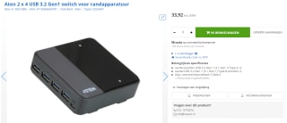 Aten 2 x 4 USB 3.2 Gen1 switch voor €33,92 bij Max ICT