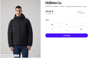 Chaqueta para Hombre Hollister Co. NARROW CHANNEL PUFFER por 39€