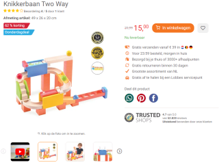 Knikkerbaan Two Way voor €15 bij Lobbes
