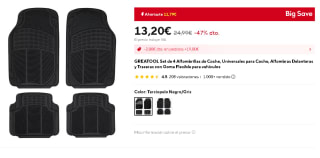 GREATOOL Set de 4 Alfombrillas de Coche, Universales por 13,20€