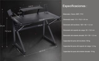 Mesa Gaming Yaheetech de Fibra de Carbono con Alfombrilla para Ratón, Portavasos y Gancho para Auriculares por 71,99€