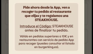Steakhouse Gratis de Burger King