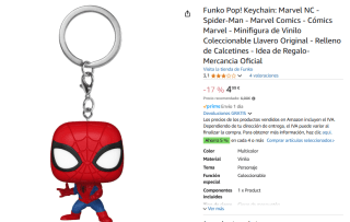 Llavero Funko Pop, Keychain: Marvel NC - Spider-Man - Marvel Comics por 4,99€