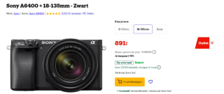 Sony A6400 + 18-135mm f/3.5-5.6 OSS voor €891 bij bol