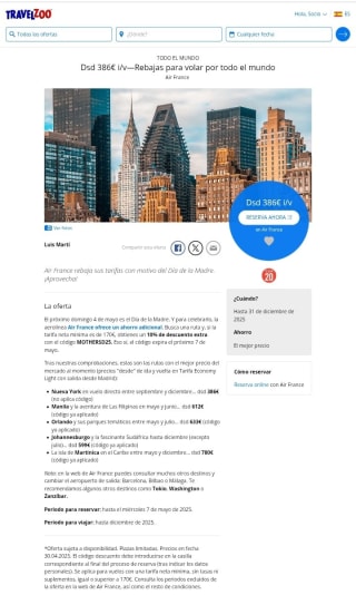 Rebajas para volar por todo el mundo desde 386€ ida/vuelta.