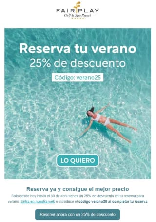 25% dto en tu reserva en FairPlay Golf & Spa Resort