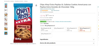 Chips Ahoy! Extra Pepitas XL 184 gr por 1.63€
