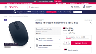 Mouse Microsoft Inalámbrico 1850 Blue por $4.990