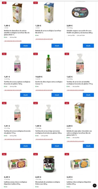 3×2 en estos productos Bio desde Carrefour.