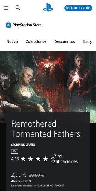 Remothered: Tormented Father PlayStation por 2,99€.
