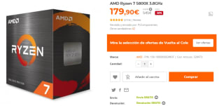Procesador AMD Ryzen 7 5800X 3.8GHz - PC Componentes y Amazon por 179,90€