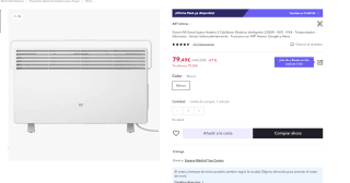 Calefactor Electrico Inteligente 2200W - WiFi - IPX4 marca Xiaomi Mi Smart Space Heaters S por 64,49€