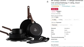 BK Simply Ceramic Pannenset 11-delig Vaatwasmachinebestendig voor €105,86 bij Amazon