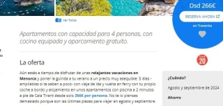 Estancia de 5 días en Menorca y ferry incluido desde 266€