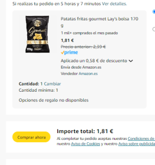 Patatas fritas gourmet Lay's bolsa 170g por 1,81€