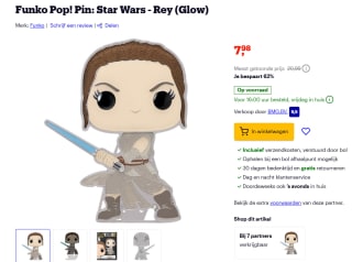 Star Wars POP! Pin Ansteck-Pin Rey 10 cm voor €7,98 bij Bol