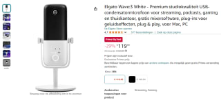 Elgato Wave 3 White microfoon voor €119 bij Amazon NL