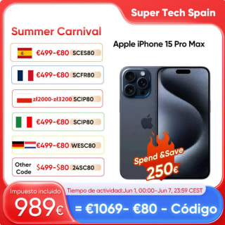 iPhone 15 Pro Max 256GB Titanio a tan solo 989€