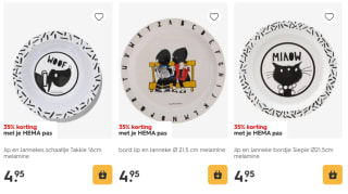 35% korting op melamine servies met je Hema pas