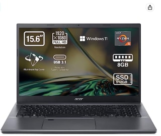 Ordenador Portatil Acer Aspire 3 A315-47 con AMD Ryzen 5 5625U de 32GB/512GB SSD por 429€