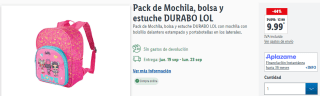 Pack de Mochila, bolsa y estuche LOL por 9.99€