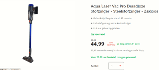 Aqua Laser Vac Pro Snoerloze Stofzuiger voor €44,99 bij Dealdonkey
