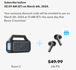 Gratis Life P3i earbuds bij aankoop van de Boom 2 bij Soundcore