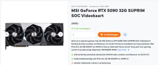 MSI GeForce RTX 5090 32G SUPRIM SOC grafische kaart voor €3.499 bij Uwgamespecialist