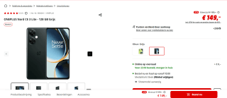 ONEPLUS Nord CE 3 Lite - 128 GB voor €149 bij de Mediamarkt