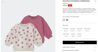 Pack de 2 sudaderas lisa y estampada por 1,79€