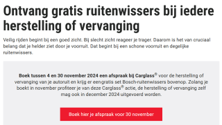 Gratis set Bosch-ruitenwissers bij een herstelling of vervanging bij Carglass