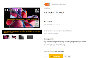 LG OLED evo G3 77" Zwart voor €3.245 bij Tvspecialisten