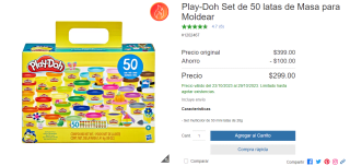 Play-Doh Set de 50 latas de Masa por $299 en Costco