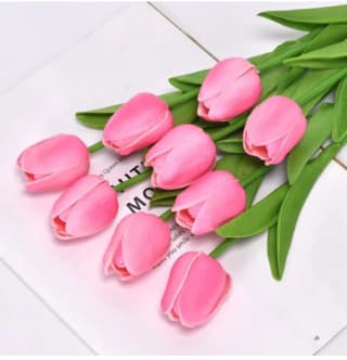 Ramo de flores artificiales de tulipán de PU, 5 piezas por 3,56€ (muchos colores a elegir)