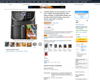 COSORI Freidora de Aire Duradera 5.5 L Air Fryer 1700W por solo 84,99€