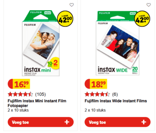 Fujifilm instax fotopapier 3 voor €42 bij Kruidvat