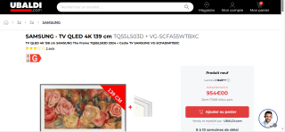 TV QLED 4K 138 cm SAMSUNG The Frame TQ55LS03D 2024 à 954€