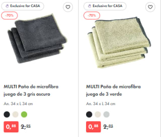 Recopilación productos al 70% tienda CASA (desde 0,75€)