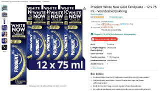 12 tubes Prodent White Now Gold tandpasta voor €15