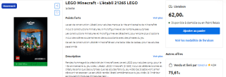 LEGO Minecraft - L’établi 21265 à 62€