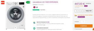 Lavadora de 10.5Kg LG F4WV301S4WA por 437€