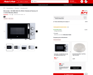 Microondas OK OMW 2024-3W 700W 5 Niveles de Potencia 20 l Control Mecánico por solo 39,90€