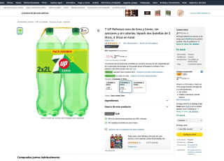 6 Botellas de 2 litros 7 UP Refresco cero de lima y limón sin azúcares y sin caloríasz 12 litros por solo 5,44€