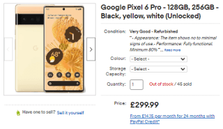 Pick Google Pixel 6 Pro from eBay for only £242.24