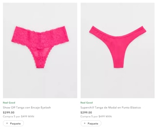 5 Undies AERIE por $499 en American Eagle