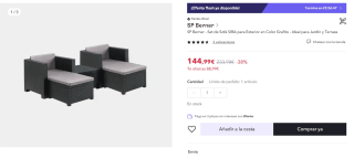 SP Berner - Set de Sofá SIRA para Exterior en Color Grafito - Ideal para Jardín y Terraza por 144,99€