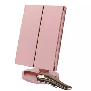 Espejo luminoso en color rosa de maquillaje de tres pliegues con 22 luces por 13,96€