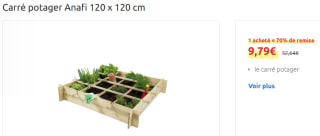 Carré potager Anafi de 120 x 120 cm à 9,79€