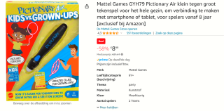 Mattel Games Pictionary Air - Familie bordspel tekenspel voor €8,99 bij Amazon